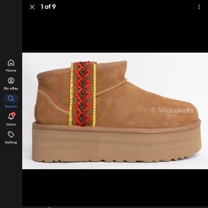 UGG Tan Platform Shoes with Red and Yellow Accents